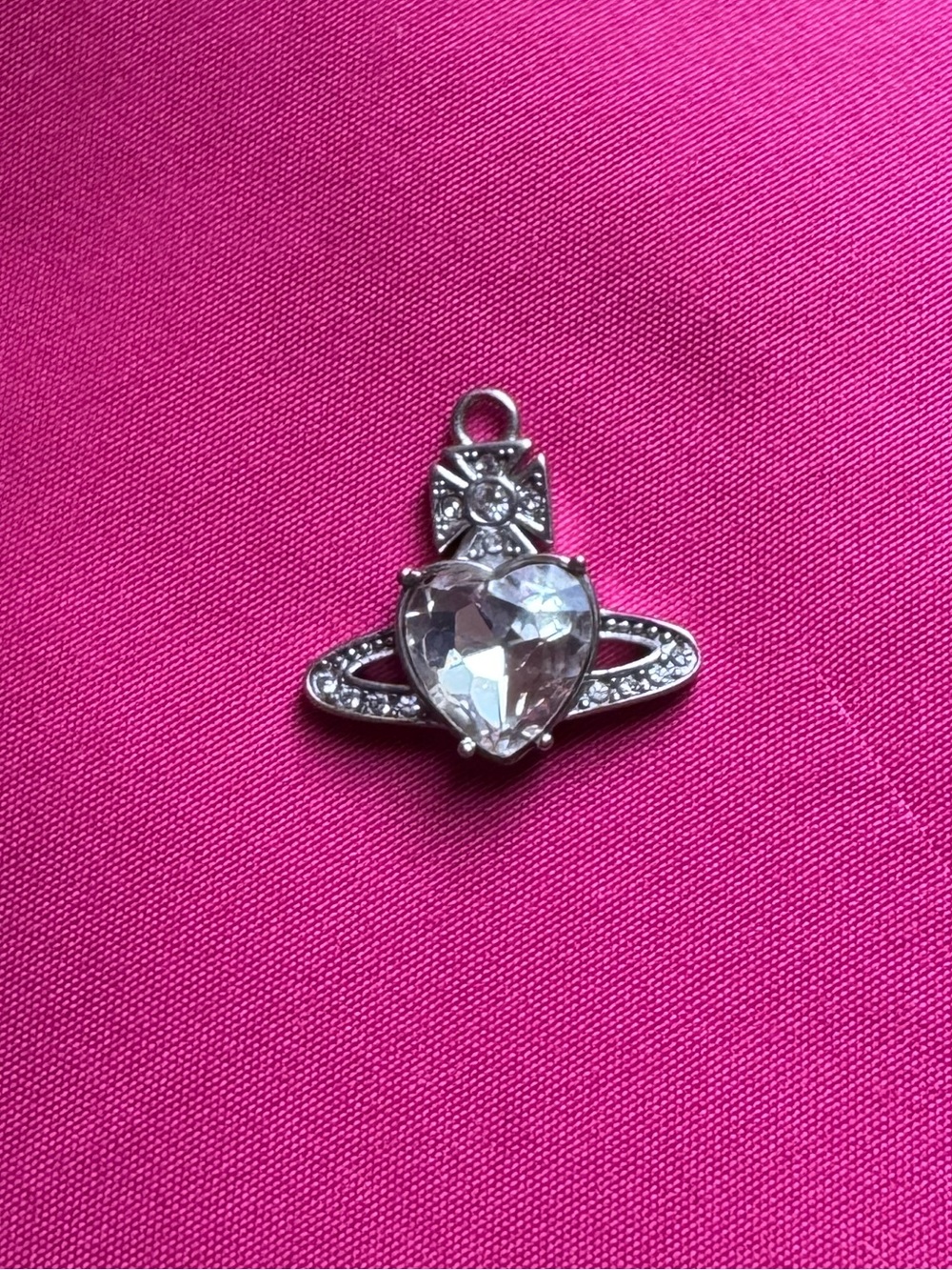 Vivienne Westwood Silver Orb Heart Crystal Pendant Charm